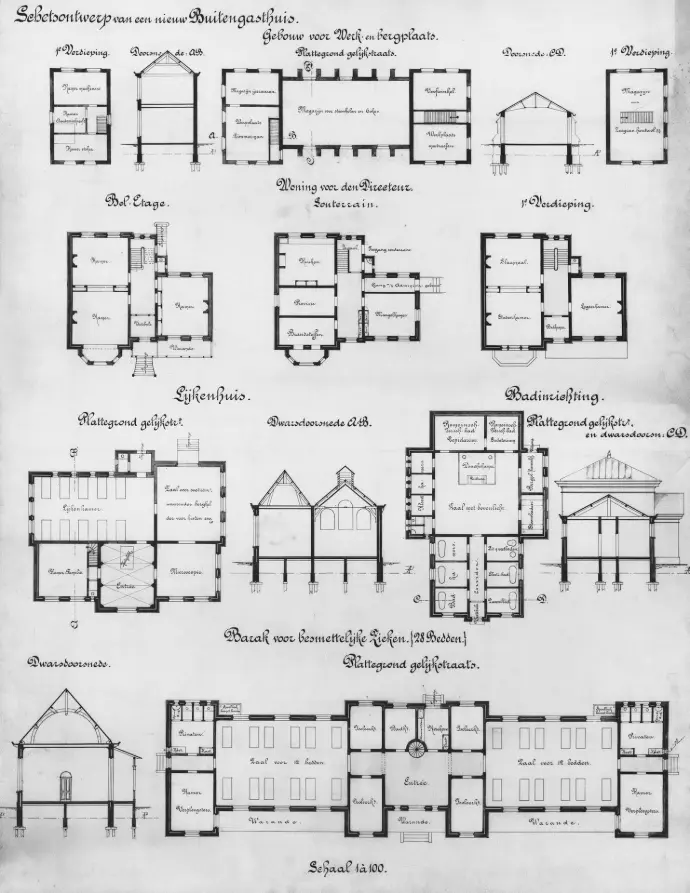 A drawing of a plan of a building